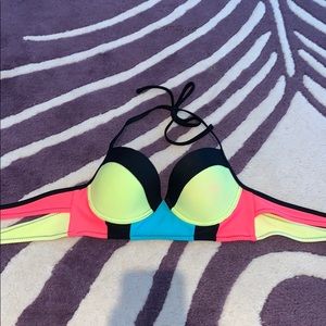 Multi Colored Neon Bikini Top